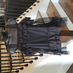 Black Lace Tiered Blouse